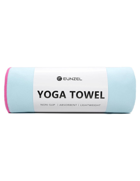 Toalla de Yoga Antideslizante Eunzel Microfibra 185x67cm Azul/Rosa