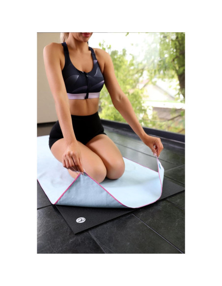 Toalla de Yoga Antideslizante Eunzel Microfibra 185x67cm Azul/Rosa