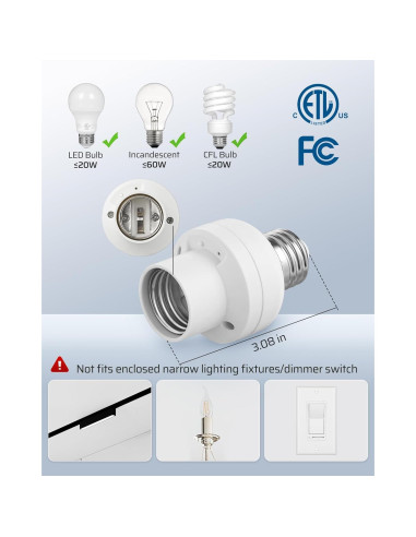 Zócalo de Bombilla con Control Remoto Dewenwils E26 E27