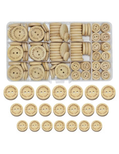 150 Botones de Madera Renashed 15mm 20mm 25mm para Manualidades