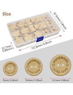 150 Botones de Madera Renashed 15mm 20mm 25mm para Manualidades 2