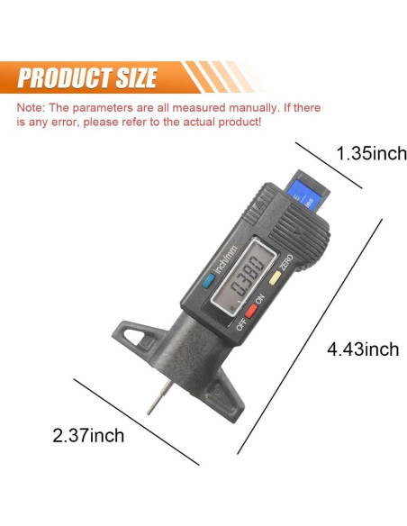 Medidor de Profundidad de Banda de Rodadura ZIMISI Digital 0-25.4mm