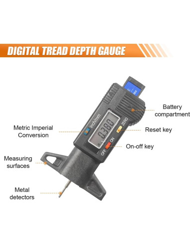 Medidor de Profundidad de Banda de Rodadura ZIMISI Digital 0-25.4mm