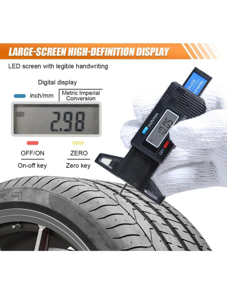 Medidor de Profundidad de Banda de Rodadura ZIMISI Digital 0-25.4mm