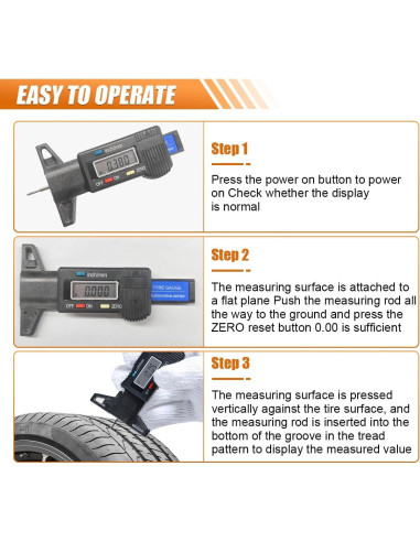 Medidor de Profundidad de Banda de Rodadura ZIMISI Digital 0-25.4mm