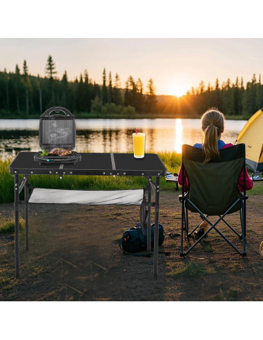 Mesa de Camping Plegable Geastsheng G-60x40 Ajustable Negra