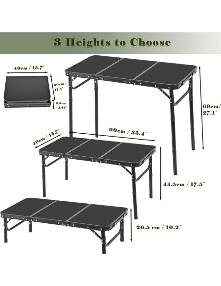 Mesa de Camping Plegable Geastsheng G-60x40 Ajustable Negra