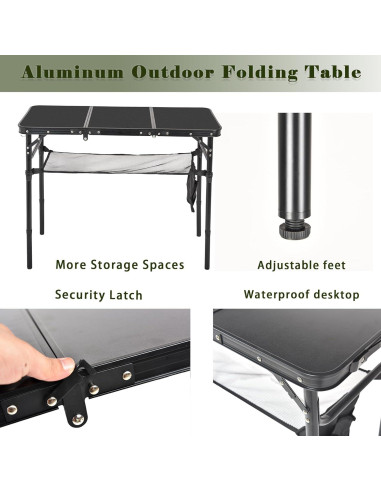 Mesa de Camping Plegable Geastsheng G-60x40 Ajustable Negra