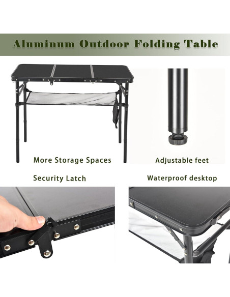 Mesa de Camping Plegable Geastsheng G-60x40 Ajustable Negra