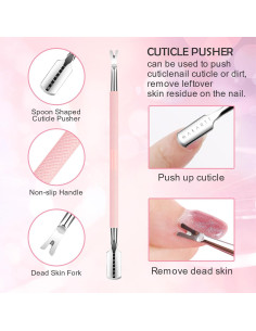 Kit de Empujadores de Cutículas Makartt 2 Pcs Acero Inoxidable 2