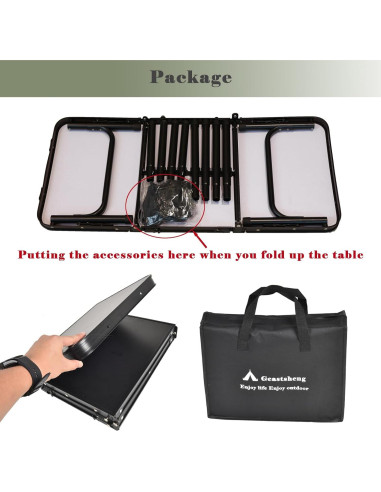 Mesa de Camping Plegable Geastsheng G-60x40 Ajustable Negra