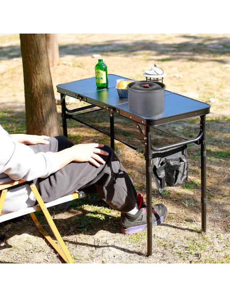 Mesa de Camping Plegable Geastsheng G-60x40 Ajustable Negra