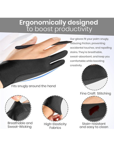 Guante de Dibujo Digital Shenzhenshixin - 2 Dedos, Mediano, Negro