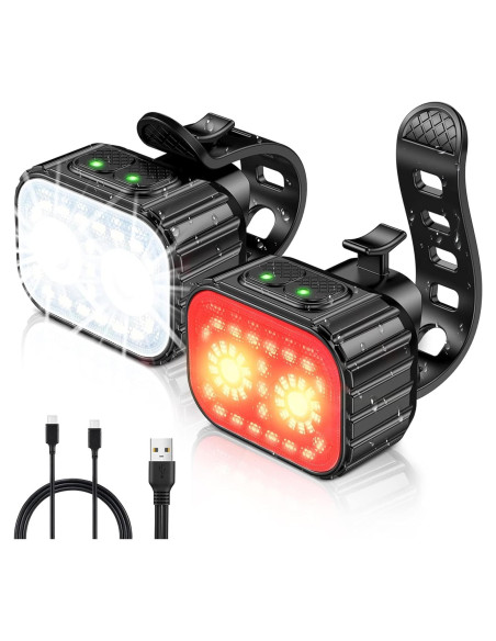 Juego de Luces de Bicicleta Cuvccn Q4 Recargables IPX6