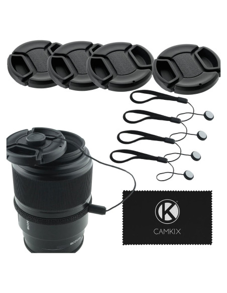 Paquete de 4 Tapas de Lente 52mm CamKix con Paño de Limpieza