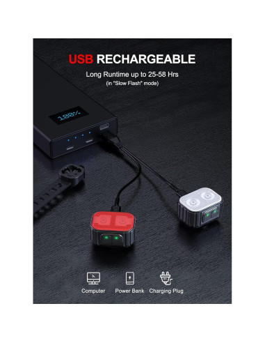 Juego de Luces de Bicicleta Cuvccn Q4 Recargables IPX6