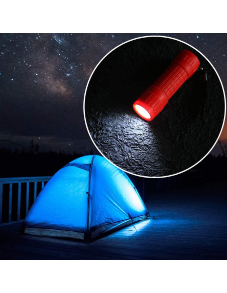 Juego de 6 Linternas Mini Whaply 9 LED con 18 Baterías AAA