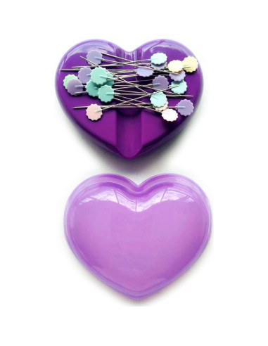 Almohadilla Magnética Bequilter Corazón con 10 Alfileres Flor