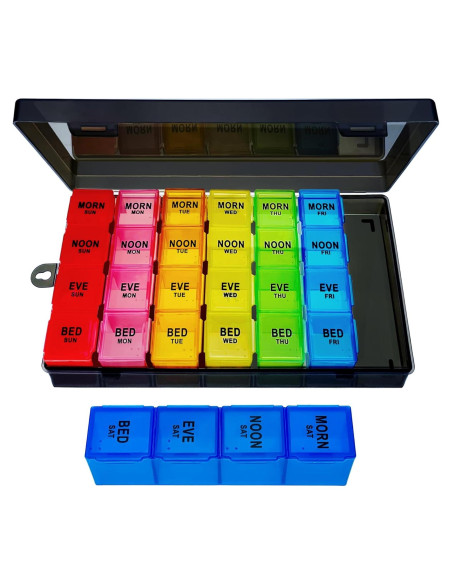 Organizador Semanal de Pastillas ZVZM 28 Compartimentos Grande Organizador Semanal de Pastillas ZVZM 28 Compartimentos Grande