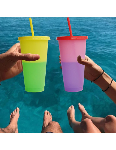 Tazas de plástico reutilizables Alohastarttg, 5 unidades, 720ml, cambian de color