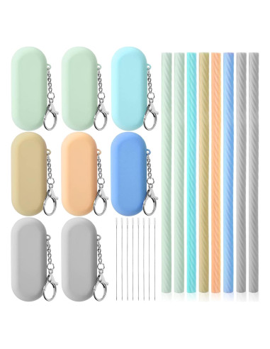 Pajitas de Silicona Reutilizables Meanplan - 8 Piezas con Estuche