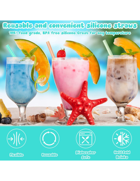 Pajitas de Silicona Reutilizables Meanplan - 8 Piezas con Estuche Pajitas de Silicona Reutilizables Meanplan - 8 Piezas con Estuche