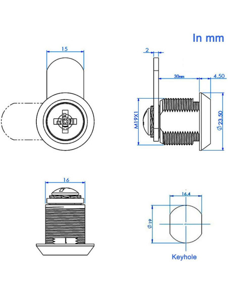 Cerradura de Cajón WOOCH 30mm Cromada con Llave - Paquete de 2 Cerradura de Cajón WOOCH 30mm Cromada con Llave - Paquete de 2