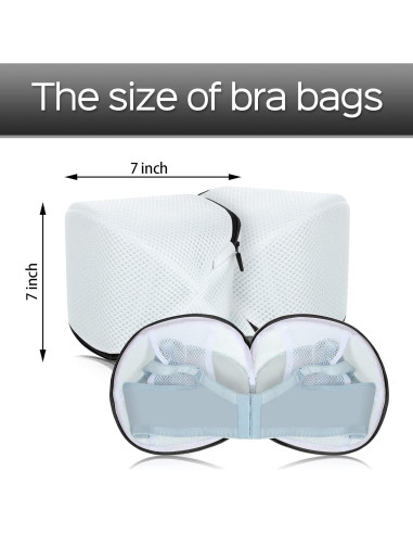 6 Bolsas de Lavado de Sujetadores Shappy con Cremallera - Negro