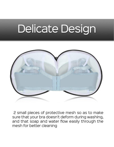 6 Bolsas de Lavado de Sujetadores Shappy con Cremallera - Negro