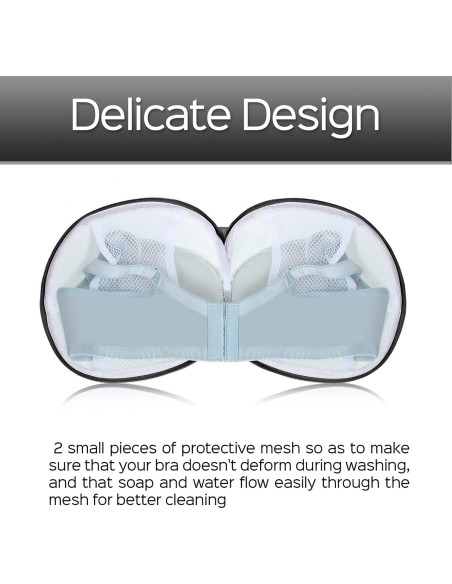 6 Bolsas de Lavado de Sujetadores Shappy con Cremallera - Negro