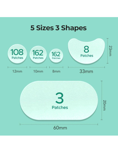 Parches para Acné TKTK Hidrocoloides 443 Piezas 5 Tamaños