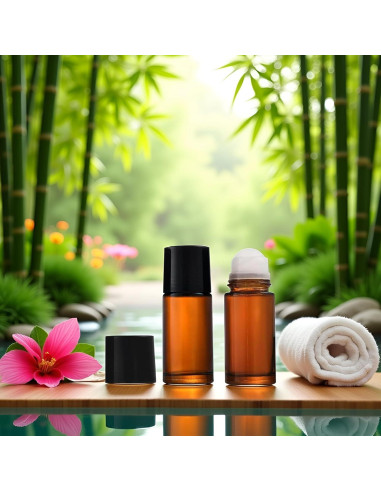 2 Botellas Rellenables de Vidrio Marrón 50ml con Roller Junfamilee