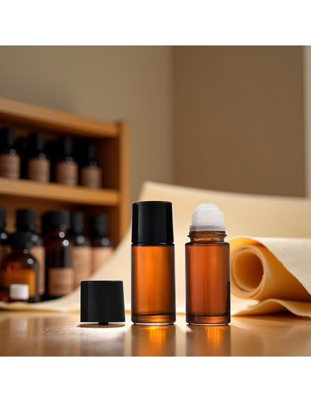 2 Botellas Rellenables de Vidrio Marrón 50ml con Roller Junfamilee 2 Botellas Rellenables de Vidrio Marrón 50ml con Roller Junfamilee