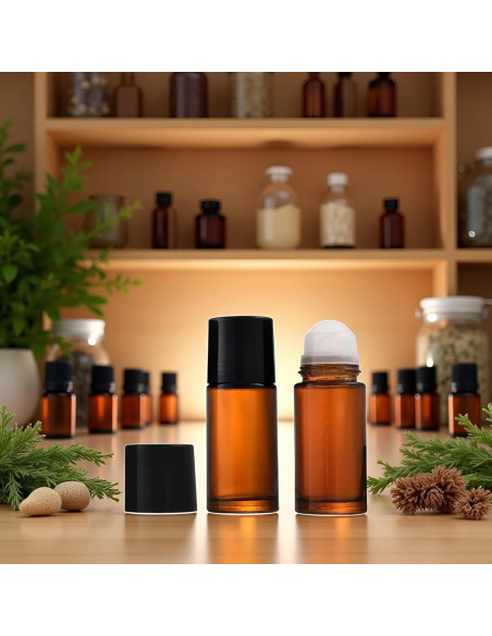 2 Botellas Rellenables de Vidrio Marrón 50ml con Roller Junfamilee 2 Botellas Rellenables de Vidrio Marrón 50ml con Roller Junfamilee