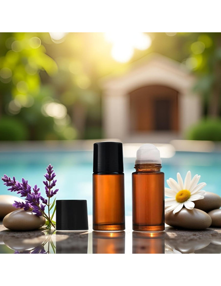 2 Botellas Rellenables de Vidrio Marrón 50ml con Roller Junfamilee 2 Botellas Rellenables de Vidrio Marrón 50ml con Roller Junfamilee