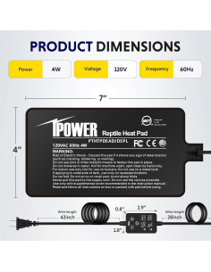 Almohadilla Térmica iPower 4W 4x7" para Reptiles - 2 Paquete 2