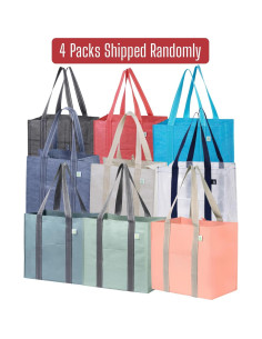 VENO 4 Bolsas de Compras Reutilizables con Fondo Duro 34L 2