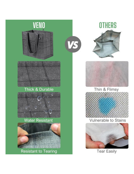 VENO 4 Bolsas de Compras Reutilizables con Fondo Duro 34L VENO 4 Bolsas de Compras Reutilizables con Fondo Duro 34L