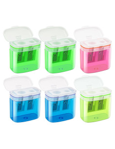 6 Sacapuntas Manuales JEFURE Doble Agujero Multicolor