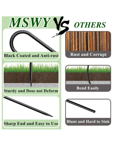 Estacas de Rebar MSWY 30.48 cm 20 Piezas Alta Resistencia