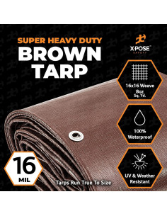 Lona de Polietileno Marrón 2.57 kg 10x10 impermeable Xpose Safety 2