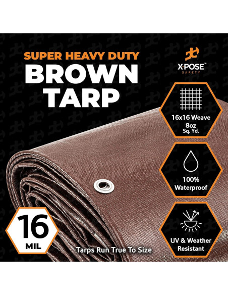 Lona de Polietileno Marrón 2.57 kg 10x10 impermeable Xpose Safety