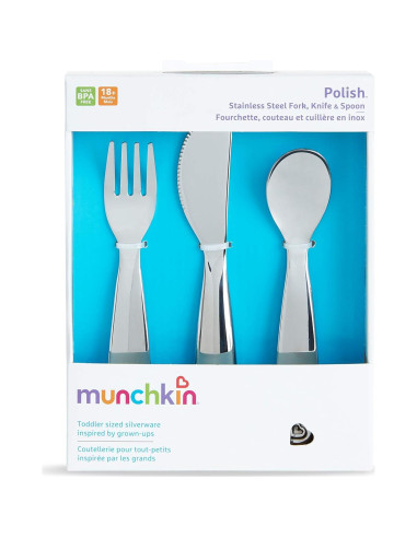 Utensilios de Acero Inoxidable Munchkin para Niños - 3 Piezas
