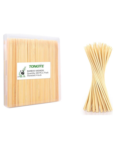 200 Pinchos de Bambú 4" TONGYE para Aperitivos y Brochetas