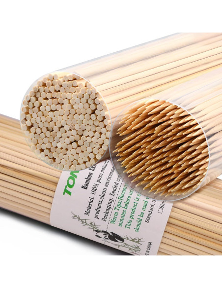 200 Pinchos de Bambú 4" TONGYE para Aperitivos y Brochetas