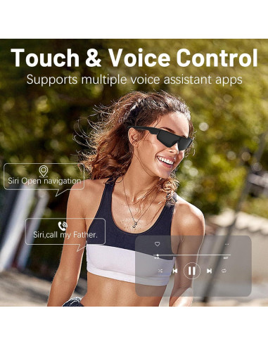 Gafas Deportivas Inteligentes QJF Gris Bluetooth UV400