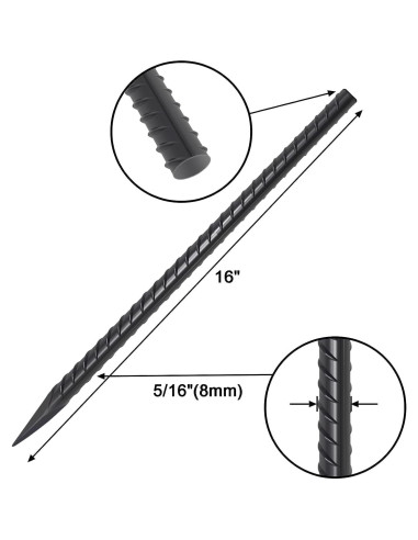 Estacas de Rebar VVOKGO 40,64 cm 24pcs Soporte Jardín