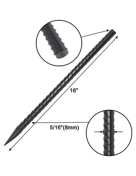 Estacas de Rebar VVOKGO 40,64 cm 24pcs Soporte Jardín