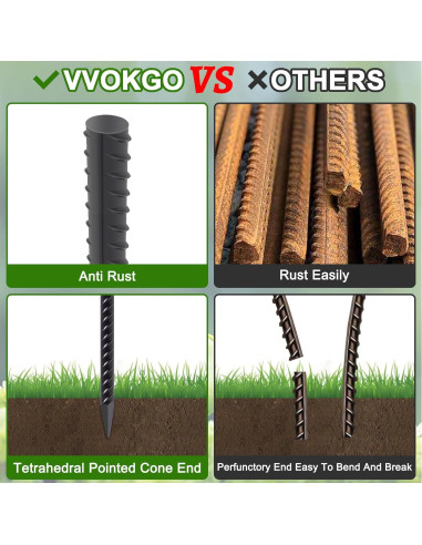 Estacas de Rebar VVOKGO 40,64 cm 24pcs Soporte Jardín