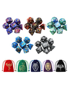 Juego de Dados Poliedricos Grajar 35 Piezas con 5 Bolsas